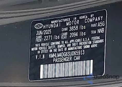 2025 Hyundai Elantra Sel Sport из США, поврежденный, VIN KMHLM4DG6SU065913